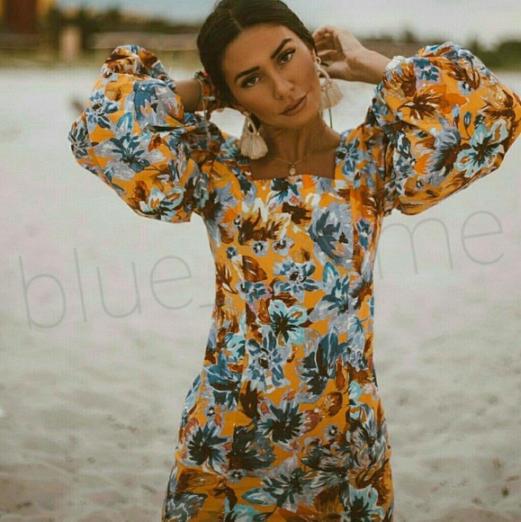 Zara FLORAL Puff Sleeve Dress - Picture 6 of 8